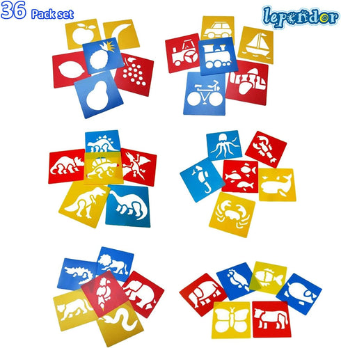 Lependor 36 Pieces Plastic Drawing Painting Stencil Templates for Kids Crafts - Washable Template for School Projects - Random Colors...