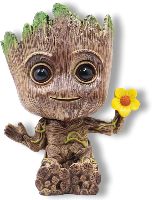 Groot Flower Pot with Hole, Planter Pot for Succulent, Air Plants, Pen Holder with Miniature Fairy Garden Sitting Groot (Flower Model)...
