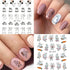 12 Sheets Bunny Nail Art Stickers Easter Water Transfer Nail Decals Cute Rabbit Cartoon Nail Design Abstract Line Rabbit Nail Sticker Easter Nail ...