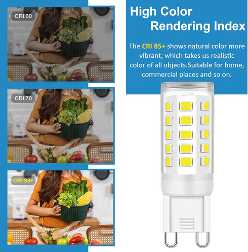 G9 LED Bulb, No Flicker 5000K Daylight T4 G9 Bi Pin Base LED Chandelier Small Light Bulbs, 4W (40W Halogen Replacement Bulbs), 360° Beam Angle, No...