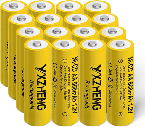 Batteries AA NiCd 600mAh 1.2V Rechargeable for Solar Garden Lights (16pcs AA)...