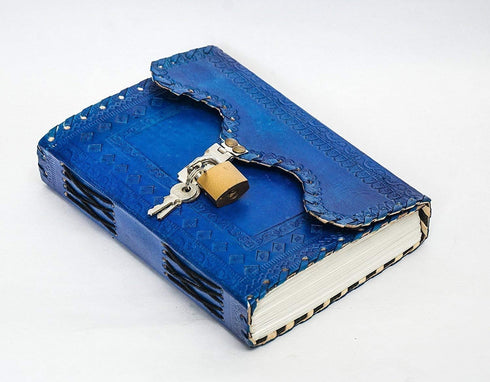 TUZECH Leather Journal Large Writing Notebook Handmade Bound Vintage Journal For Women & Men with Lock/Semi-Precious Stone Gift For Art Sketchbook...