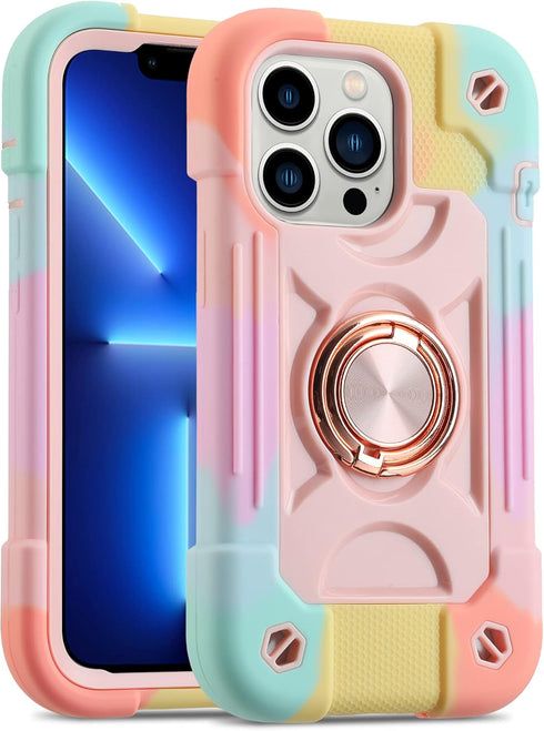 MARKILL Compatible with iPhone 13 Pro Max Case 6.7 Inch with Ring Stand, Heavy-Duty Military Grade Shockproof Phone Cover with Magnetic Car Mount ...