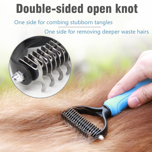 Undercoat Rake for Dogs, Long Tooth Dog Grooming Rake + Deshedding Brush Comb, Dematting Tool Set Pet Beauty Brushes for Grooming Middle Large Dog...