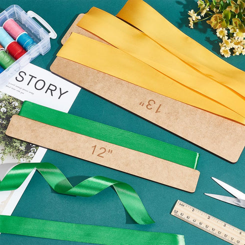 BENECREAT 2Pcs Ribbon Measuring Board 10" 12" 13" 14" Ribbon Tail Board Craft Board MDF Wooden Measuring Board for Craft Supplies Wreath Supplies...