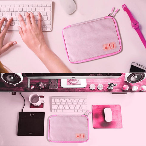 Cable Organizer Bag, Pink Travel Accessories Carry Cases Portable Cord Organizer Bag for Cable, Charger, Phone, USB, SD Card with 8pcs Cable Ties...
