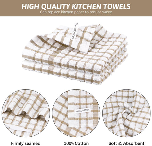 Nialnant 8 Pack Dish Cloths,100% Cotton Soft Absorbent Cleaning Rags,Quick Drying Dish Towels for Kitchen,Washing Dishes-Little Yellow Plaid,12 x ...