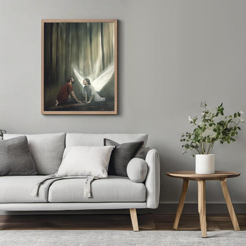 Posterizer 1 pcs-retro vintage style art-spiritual poster-angel in forest 2-Religious Posters-Gift For Buddhism Meditation philosophy Fans- unfram...