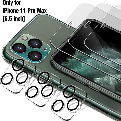Ferilinso 3 Pack Screen Protector for iPhone 11 Pro Max with 3 Pack Tempered Glass Camera Lens Protector Phone Case Friendly Ultra Accessories Pro...