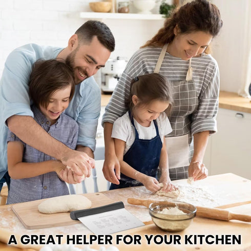 Premium Bench Scraper for Kitchen - Dough Scraper&Cutter with Measuring Scale and Conversion Chart - Kitchen Essentials Utensils Pastry Cake Cutte...
