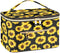 FITINI Travel Sunflower Makeup Bag Cosmetic Bag with Zipper,Large Capacity Waterproof Toiletry Organizer Bag for Women Purse With Handle Zipper Br...
