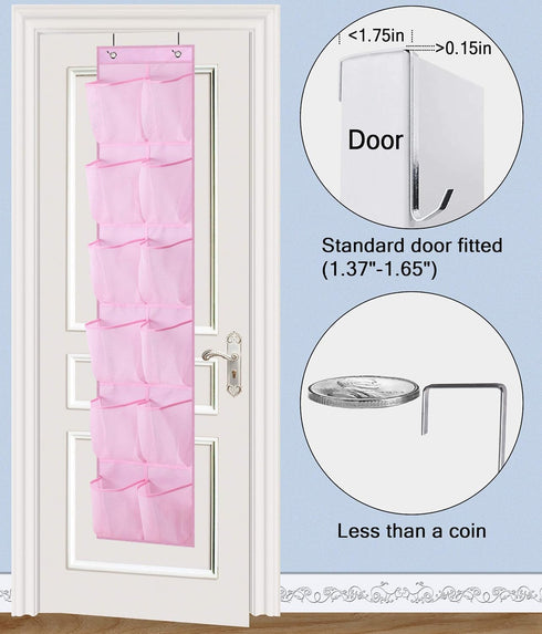 MISSLO Kids Over the Door Shoe Organizer Baby Hanging Shoe Rack Narrow Closet Storage bags with 12 Mesh Pockets for Girl Women Men Toddler Nursery...