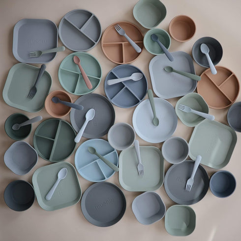 mushie Square Dinnerware Bowls for Kids | Made in Denmark, Set of 2 (Sage)...