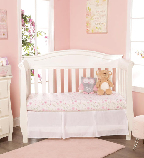EVERYDAY KIDS 2 Pack Fitted Girls Crib Sheet, 100% Soft Breathable Microfiber Baby Sheet, Fits Standard Size Crib Mattress 28in x 52in, White and ...