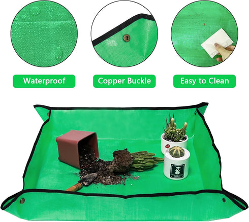 30" x 30" Repotting Mat for Transplanting & Potting Soil Mess Control, Waterproof Plant Potting Mat, Succulent Orchid Potting Tray for Plant Pots,...