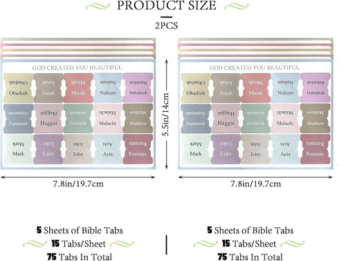 2Pcs Bible Tabs for Women and Man, Bible Book Tabs, 75 Tabs, Laminated Bible Tabs, Boho/Morandi/Sunset Shades Theme Bible Study Supplies, Easy to ...