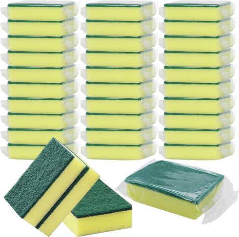 30 Pack Kitchen Sponges Individually Wrapped, Non-Scratch Scouring Pads Bulk Scrub Sponges for Cleaning Kitchen and Household, Car, Dish Sponge fo...