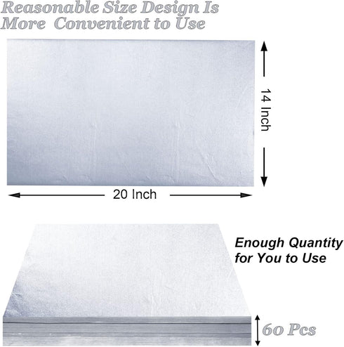 60 Sheets Silver Wrapping Tissue Paper - Artdly 20x14 Inch Recyclable Silver Metallic Tissue Paper Bulk Silver Wrapping Paper for DIY Arts Crafts ...