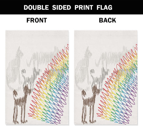 HOSNYE Cats and Dogs Garden Flags Double Sided Yard Flags Rainbow Bridge and Spirits A Pet Funeral Card Garden Flags 12x18 inch for Yard Outdoor D...