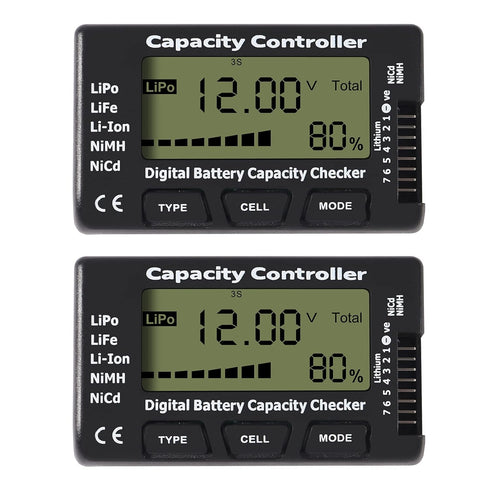 RC Cellmeter 7 Digital Battery Capacity Checker Controller Tester Voltage Tester for LiPo Life Li-ion NiMH Nicd Cell Meter 2PCS...
