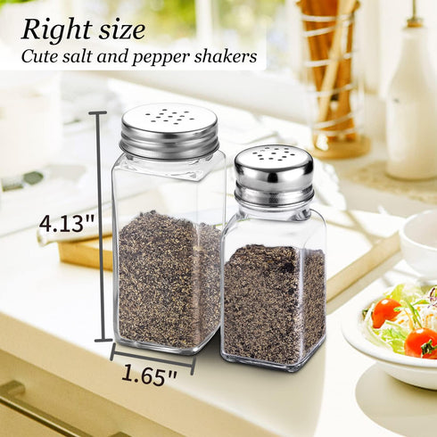 Glass Salt and Pepper Shakers Set Large,DWTS DANWEITESI Farmhouse Salt and Pepper Shakers Cute with Stainless Steel Lid-Large Spice Jars,Clear to ...
