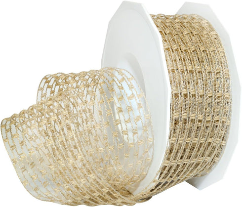 Morex Ribbon Victoria Wired Mesh Ribbon, 1-1/2" x 16 yd, Taupe (74940/15-105)...