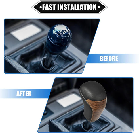 Automatic Gear Shift Knob Compatible for Toyota Highlander 2014-2019, Durable Faux Leather Plastic Black Yellow Undrilled Mahogany Pattern...