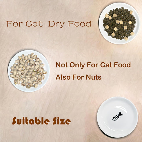 Cat Food Bowls, Cat Dishes with Ceramic Silicone Bottom, Non-Slip Silent Kitten Food Bowls for Indoor Cat, Whisker Friendly Shallow Dish for Cat W...