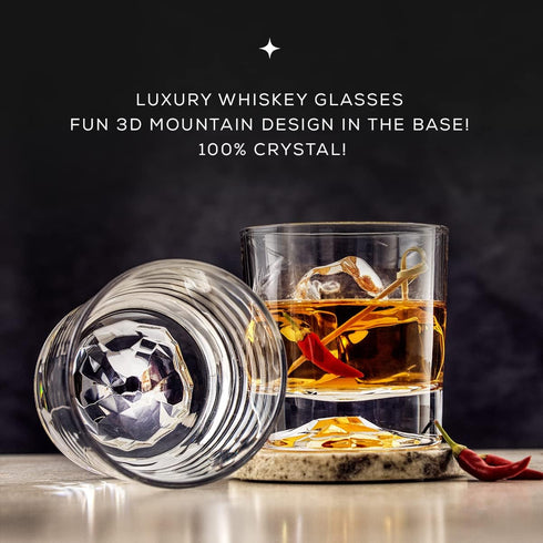 JoyJolt Everyday Whiskey Glasses - 10oz Old Fashioned Glasses, Set 4 Crystal Scotch Glasses, Rocks Glass, Bourbon Glasses, Liquor Glasses, Cocktai...