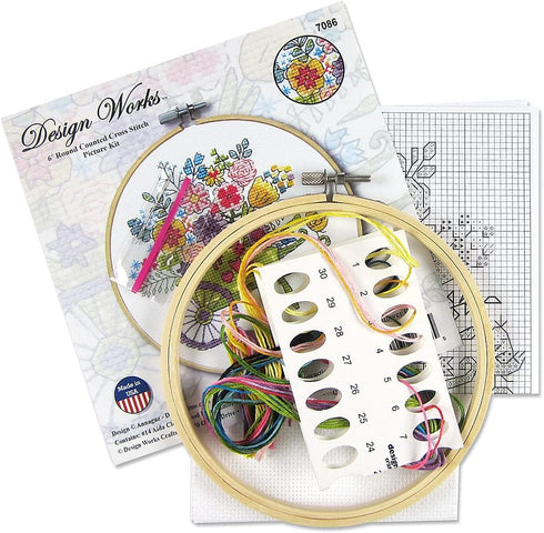 Design Works Crafts Flower Cart Counted Cross Stitch Kit with Hoop, by The Yard...