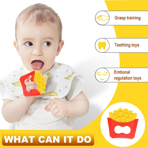 Teething Toys for Babies Soothe Teething Pain and Itching Gums, Food Grade Silicone Teethers for Babies 0-6 Months/6-12 Months, (Fries)...