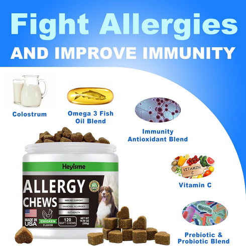 Dog Allergy Relief Chews, Itch Relief and Probiotics for Dogs, Fish Oil Omega 3, Seasonal Allergies, Itchy Skin Relief, Anti Itch Treats, Immune H...