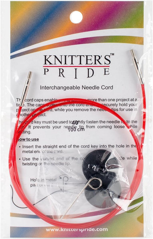Knitter's Pride Knitters Pride (40" w/tips) Interchangeable Single Cords, Red...