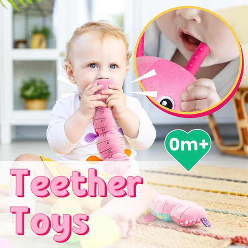 Baby Toys Musical Caterpillar,Infant Stuffed Animal Toys with Crinkle and Rattles,Soft Sensory Toys with Textures for Tummy Time Newborn Boys Girl...