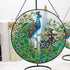 Peacock Stained Glass Suncatcher Window Wall Hanging Decor Ornament 6.5''*6.5'', Hand-Painted Sun Catcher Glass Panel Decor Art Home Garden Decor ...