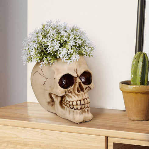 GANAZONO Skull Planter Resin Skull Shaped Flower Pot Modern Resin Skull Shaped Succulent Planter Pots Halloween Decoration...
