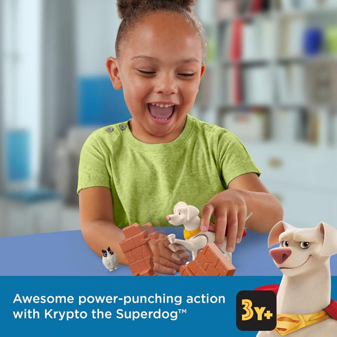 Fisher-Price DC League of Super-Pets Preschool Toy Hero Punch Krypto Poseable Figure & Accessories Set for Pretend Play Kids Ages 3+ Years...
