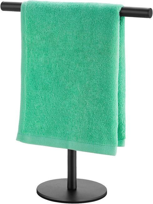 Hand Towel Holder for Bathroom, T-Shape Free Standing Towel Rack Stand, Matte Black Waterproof Hand Towel Rack for Bathroom Kitchen Countertop...