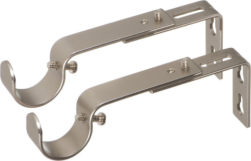 Ivilon Adjustable Brackets for Curtain Rods - for 1 or 1 1/8 Inch Rods. Set of 2 - Satin Nickel...