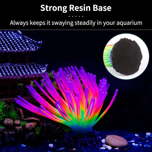 Uniclife Aquarium Imitative Rainbow Sea Urchin Ball Artificial Silicone Ornament with Glowing Effect for Fish Tank Landscape Decoration...