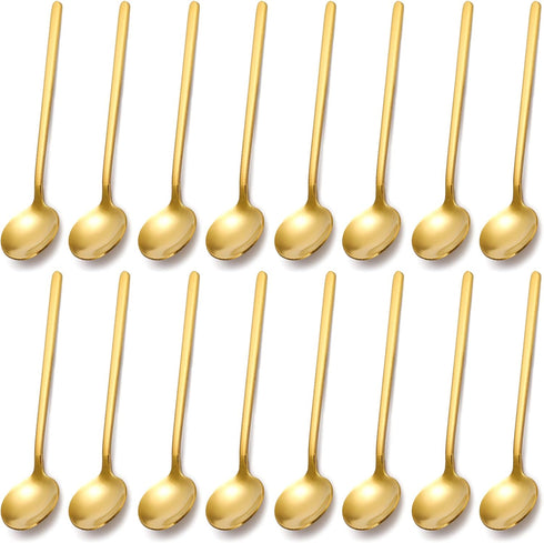 Jucoan 16 Pack Espresso Spoons, 5 Inch Mini Coffee Spoons for Stirring Coffee, Gold Plated Stainless Steel Teaspoons for Dessert Sugar Cake Ice Cr...