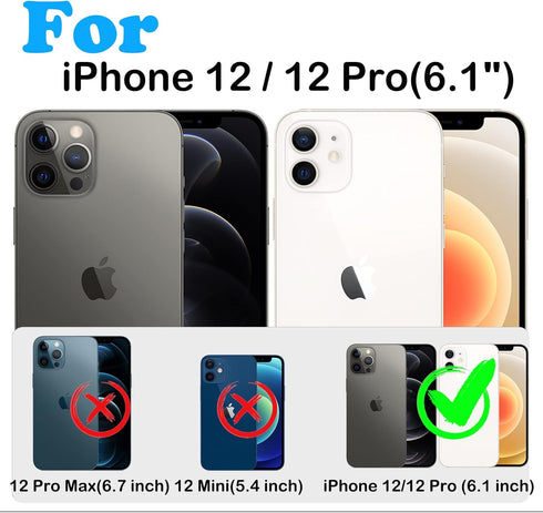 for iPhone 12 Case,iPhone 12 Pro Case with Belt Clip Holster,Built-in Screen Protector,Heavy Duty Shockproof Drop Protection Military Grade Rugged...