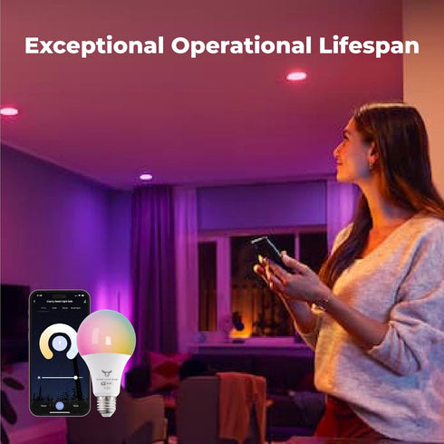 Smart Light Bulbs, 16 Million RGBCW/WW LED Light Bulbs, Music Sync, Bluetooth and Wi-Fi, App Control, A19 E26 9W (60W Equivalent), 806LM (4 Pack)...