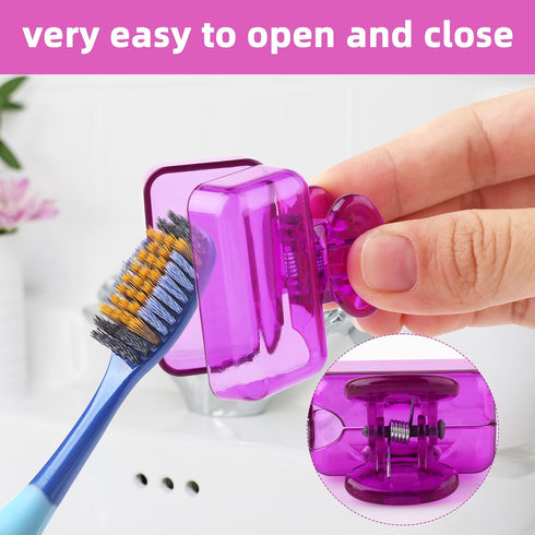 4 Pack Travel Toothbrush Head Covers Toothbrush Protector Cap Brush Pod Case Protective Portable Plastic Clip for Household Travel, Bathroom, Busi...