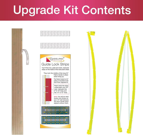 Guidelines4Quilting Quilt Ruler Upgrade Kit for 12 Inch and 24 Inch Rulers, Cut Accurate Strips and Squares Even in 1/8 Inch Increments with No Fa...