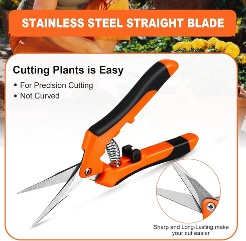Wevove Pruning Shears, Garden Shears,6.5 Inch Gardening Scissors Hand Pruner with Straight Precision Stainless Steel Blades 1Pack(Orange)...