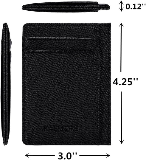 Unisex-Adult's Petite Credit Card Holder Leather Slim Minimalist Wallet, Crosshatch Black, Classic...