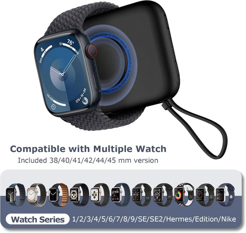 Portable Watch Charger for iPhone 15?5000mAh Travel Wireless Power Bank with USB-C Cable - Keychain Charger Compatible with Apple iwatch 9/8/7/6/5...