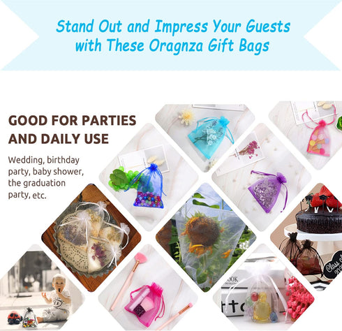 50Pcs Organza Bags 4x6 Inches, Royal Blue Sheer Drawstring Baby Shower Favor Bags Mesh Jewelry Pouches Wedding Candy Gift Bags...