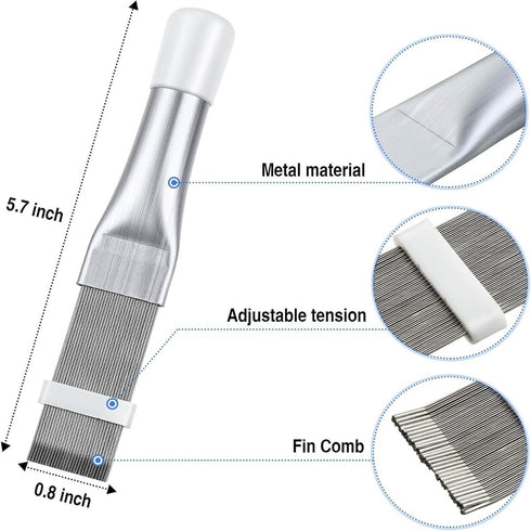 Air Conditioner Condenser Fin Comb Cleaner kit 2Pcs, Air Conditioner Fin Cleaner Brush Kit, Kitchen Appliances Coil Whisk Clean Brush Stainless St...